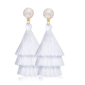 White Tassel Earrings